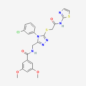 molecular formula C23H21ClN6O4S2 B2616567 N-((4-(3-chlorophenyl)-5-((2-oxo-2-(thiazol-2-ylamino)ethyl)thio)-4H-1,2,4-triazol-3-yl)methyl)-3,5-dimethoxybenzamide CAS No. 391941-98-3