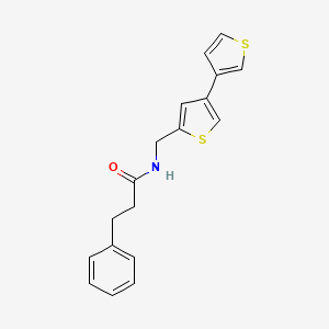 molecular formula C18H17NOS2 B2616570 N-({[3,3'-bithiophene]-5-yl}methyl)-3-phenylpropanamide CAS No. 2379951-31-0