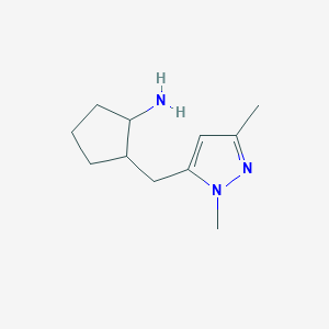 molecular formula C11H19N3 B2616582 2-[(1,3-dimethyl-1H-pyrazol-5-yl)methyl]cyclopentan-1-amine CAS No. 1480087-51-1