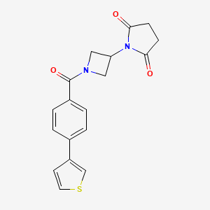 molecular formula C18H16N2O3S B2616591 1-(1-(4-(噻吩-3-基)苯甲酰)氮杂环丁-3-基)吡咯烷-2,5-二酮 CAS No. 1798490-73-9