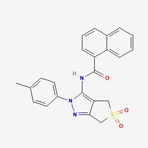 N-[2-(4-methylphenyl)-5,5-dioxo-4,6-dihydrothieno[3,4-c]pyrazol-3-yl]naphthalene-1-carboxamide