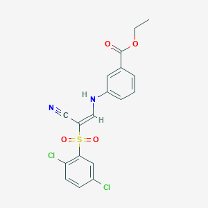 Ethyl 3-((2-((2,5-dichlorophenyl)sulfonyl)-2-cyanovinyl)amino)benzoate