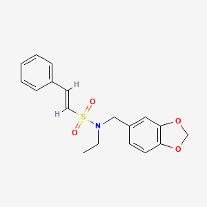molecular formula C18H19NO4S B2616613 (E)-N-(1,3-benzodioxol-5-ylmethyl)-N-ethyl-2-phenylethenesulfonamide CAS No. 1331448-50-0