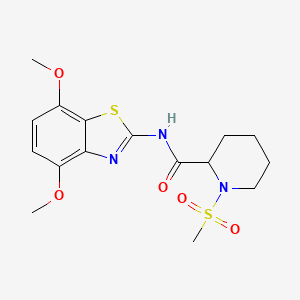 molecular formula C16H21N3O5S2 B2616624 N-(4,7-二甲氧基苯并[d]噻唑-2-基)-1-(甲磺酰基)哌啶-2-甲酰胺 CAS No. 1214219-49-4