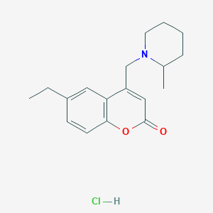 molecular formula C18H24ClNO2 B2616626 6-ethyl-4-((2-methylpiperidin-1-yl)methyl)-2H-chromen-2-one hydrochloride CAS No. 1052521-66-0