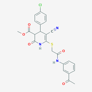 molecular formula C24H20ClN3O5S B2616636 Methyl 6-({2-[(3-acetylphenyl)amino]-2-oxoethyl}sulfanyl)-4-(4-chlorophenyl)-5-cyano-2-hydroxy-3,4-dihydropyridine-3-carboxylate CAS No. 370855-20-2