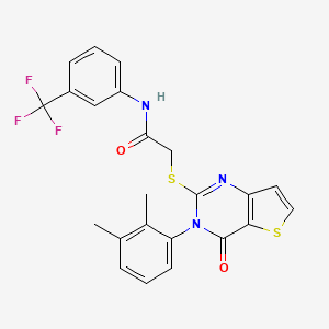 molecular formula C23H18F3N3O2S2 B2616645 2-{[3-(2,3-dimethylphenyl)-4-oxo-3,4-dihydrothieno[3,2-d]pyrimidin-2-yl]sulfanyl}-N-[3-(trifluoromethyl)phenyl]acetamide CAS No. 1291849-94-9