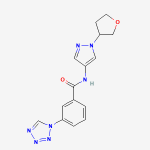 molecular formula C15H15N7O2 B2616655 N-(1-(tetrahydrofuran-3-yl)-1H-pyrazol-4-yl)-3-(1H-tetrazol-1-yl)benzamide CAS No. 1797144-63-8
