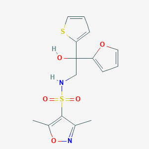 molecular formula C15H16N2O5S2 B2616659 N-(2-(furan-2-yl)-2-hydroxy-2-(thiophen-2-yl)ethyl)-3,5-dimethylisoxazole-4-sulfonamide CAS No. 2034485-13-5