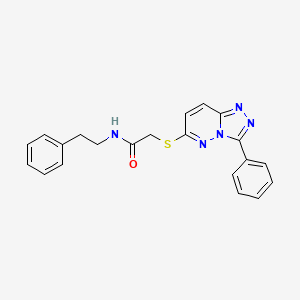 molecular formula C21H19N5OS B2616670 N-phenethyl-2-((3-phenyl-[1,2,4]triazolo[4,3-b]pyridazin-6-yl)thio)acetamide CAS No. 852372-73-7