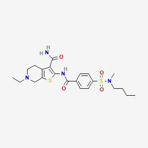 molecular formula C22H30N4O4S2 B2616671 2-(4-(N-butyl-N-methylsulfamoyl)benzamido)-6-ethyl-4,5,6,7-tetrahydrothieno[2,3-c]pyridine-3-carboxamide CAS No. 449767-73-1