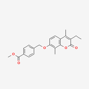 molecular formula C22H22O5 B2616672 methyl 4-{[(3-ethyl-4,8-dimethyl-2-oxo-2H-chromen-7-yl)oxy]methyl}benzoate CAS No. 692283-86-6