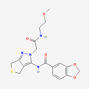 N-(2-(2-((2-methoxyethyl)amino)-2-oxoethyl)-4,6-dihydro-2H-thieno[3,4-c]pyrazol-3-yl)benzo[d][1,3]dioxole-5-carboxamide