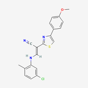 molecular formula C20H16ClN3OS B2616700 (E)-3-((5-chloro-2-methylphenyl)amino)-2-(4-(4-methoxyphenyl)thiazol-2-yl)acrylonitrile CAS No. 683257-98-9