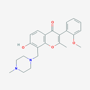 molecular formula C23H26N2O4 B2616703 7-hydroxy-3-(2-methoxyphenyl)-2-methyl-8-[(4-methylpiperazin-1-yl)methyl]-4H-chromen-4-one CAS No. 637747-21-8