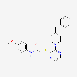 molecular formula C25H28N4O2S B2616705 2-((3-(4-苄基哌啶-1-基)吡嗪-2-基)硫代)-N-(4-甲氧基苯基)乙酰胺 CAS No. 1115931-82-2