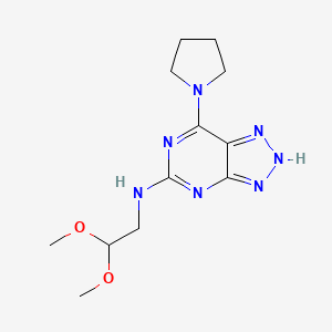 molecular formula C12H19N7O2 B2616712 N-(2,2-二甲氧基乙基)-7-(吡咯烷-1-基)-3H-[1,2,3]三唑并[4,5-d]嘧啶-5-胺 CAS No. 1351602-87-3