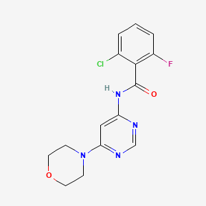 molecular formula C15H14ClFN4O2 B2616716 2-氯-6-氟-N-(6-吗啉嘧啶-4-基)苯甲酰胺 CAS No. 1421452-60-9