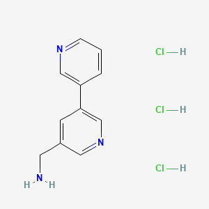 molecular formula C11H14Cl3N3 B2616723 [3,3'-Bipyridin]-5-ylmethanamine trihydrochloride CAS No. 2172583-23-0