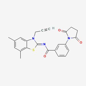 molecular formula C23H19N3O3S B2616724 N-(5,7-dimethyl-3-prop-2-ynyl-1,3-benzothiazol-2-ylidene)-3-(2,5-dioxopyrrolidin-1-yl)benzamide CAS No. 868674-12-8