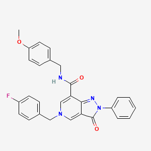 molecular formula C28H23FN4O3 B2616725 5-(4-fluorobenzyl)-N-(4-methoxybenzyl)-3-oxo-2-phenyl-3,5-dihydro-2H-pyrazolo[4,3-c]pyridine-7-carboxamide CAS No. 921551-15-7