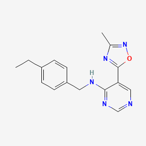 molecular formula C16H17N5O B2616731 N-(4-乙基苄基)-5-(3-甲基-1,2,4-恶二唑-5-基)嘧啶-4-胺 CAS No. 2034542-24-8