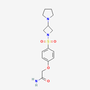 molecular formula C15H21N3O4S B2616732 2-[4-(3-Pyrrolidin-1-ylazetidin-1-yl)sulfonylphenoxy]acetamide CAS No. 2310140-33-9