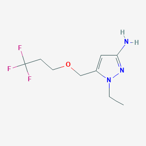 molecular formula C9H14F3N3O B2616744 1-ethyl-5-[(3,3,3-trifluoropropoxy)methyl]-1H-pyrazol-3-amine CAS No. 1856045-81-2