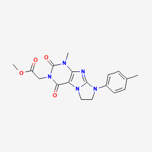 molecular formula C18H19N5O4 B2616772 Methyl 2-[4-methyl-6-(4-methylphenyl)-1,3-dioxo-7,8-dihydropurino[7,8-a]imidazol-2-yl]acetate CAS No. 872840-32-9