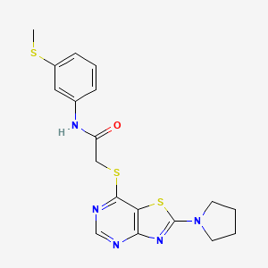 N-[3-(methylsulfanyl)phenyl]-2-{[2-(pyrrolidin-1-yl)-[1,3]thiazolo[4,5-d]pyrimidin-7-yl]sulfanyl}acetamide