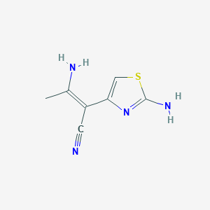 molecular formula C7H8N4S B2616797 3-Amino-2-(2-amino-1,3-thiazol-4-yl)but-2-enenitrile CAS No. 469872-10-4