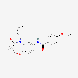 molecular formula C25H32N2O4 B2616801 4-ethoxy-N-(5-isopentyl-3,3-dimethyl-4-oxo-2,3,4,5-tetrahydrobenzo[b][1,4]oxazepin-7-yl)benzamide CAS No. 921843-23-4