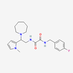 molecular formula C22H29FN4O2 B2616814 N1-(2-(azepan-1-yl)-2-(1-methyl-1H-pyrrol-2-yl)ethyl)-N2-(4-fluorobenzyl)oxalamide CAS No. 1049478-86-5