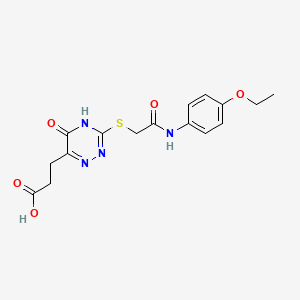 molecular formula C16H18N4O5S B2616843 3-(3-((2-((4-乙氧苯基)氨基)-2-氧代乙基)硫)-5-氧代-4,5-二氢-1,2,4-三嗪-6-基)丙酸 CAS No. 898607-47-1