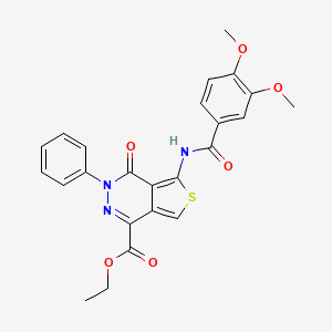 molecular formula C24H21N3O6S B2616847 Ethyl 5-(3,4-dimethoxybenzamido)-4-oxo-3-phenyl-3,4-dihydrothieno[3,4-d]pyridazine-1-carboxylate CAS No. 851947-08-5