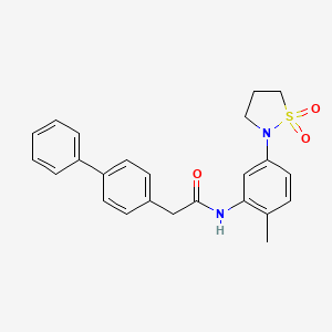 molecular formula C24H24N2O3S B2616848 N-[5-(1,1-dioxo-1,2-thiazolidin-2-yl)-2-methylphenyl]-2-(4-phenylphenyl)acetamide CAS No. 941944-46-3
