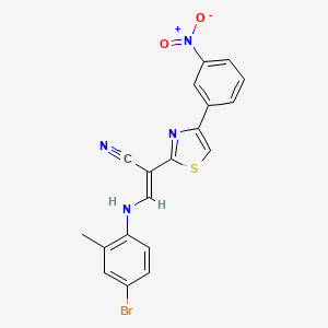 molecular formula C19H13BrN4O2S B2616849 (E)-3-((4-bromo-2-methylphenyl)amino)-2-(4-(3-nitrophenyl)thiazol-2-yl)acrylonitrile CAS No. 683257-67-2