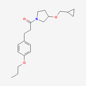 molecular formula C20H29NO3 B2616852 1-(3-(Cyclopropylmethoxy)pyrrolidin-1-yl)-3-(4-propoxyphenyl)propan-1-one CAS No. 2034614-23-6