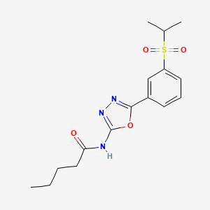 molecular formula C16H21N3O4S B2616857 N-(5-(3-(异丙基磺酰基)苯基)-1,3,4-恶二唑-2-基)戊酰胺 CAS No. 922102-03-2