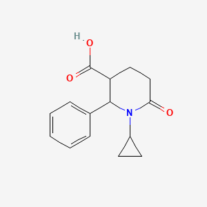 molecular formula C15H17NO3 B2616871 1-Cyclopropyl-6-oxo-2-phenylpiperidine-3-carboxylic acid CAS No. 477890-39-4