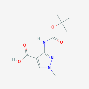 molecular formula C10H15N3O4 B2616875 3-((tert-Butoxycarbonyl)amino)-1-methyl-1H-pyrazole-4-carboxylic acid CAS No. 1654723-08-6