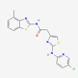 molecular formula C18H14ClN5OS2 B2616879 2-(2-((5-chloropyridin-2-yl)amino)thiazol-4-yl)-N-(4-methylbenzo[d]thiazol-2-yl)acetamide CAS No. 1226439-83-3