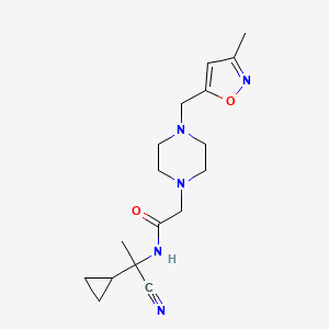 molecular formula C17H25N5O2 B2616881 N-(1-cyano-1-cyclopropylethyl)-2-{4-[(3-methyl-1,2-oxazol-5-yl)methyl]piperazin-1-yl}acetamide CAS No. 1223235-75-3