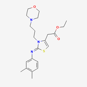 (Z)-ethyl 2-(2-((3,4-dimethylphenyl)imino)-3-(3-morpholinopropyl)-2,3-dihydrothiazol-4-yl)acetate