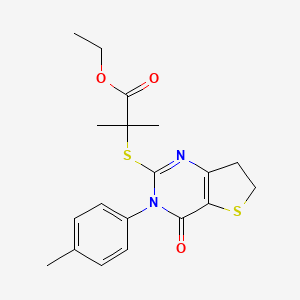 molecular formula C19H22N2O3S2 B2616892 2-甲基-2-((4-氧代-3-(对甲苯基)-3,4,6,7-四氢噻吩并[3,2-d]嘧啶-2-基)硫代)丙酸乙酯 CAS No. 686771-85-7