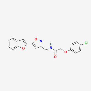 molecular formula C20H15ClN2O4 B2616896 N-((5-(benzofuran-2-yl)isoxazol-3-yl)methyl)-2-(4-chlorophenoxy)acetamide CAS No. 1105206-06-1