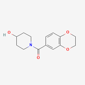 molecular formula C14H17NO4 B2616910 (2,3-Dihydrobenzo[b][1,4]dioxin-6-yl)(4-hydroxypiperidin-1-yl)methanone CAS No. 1156974-83-2