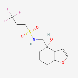 molecular formula C12H16F3NO4S B2616915 3,3,3-trifluoro-N-((4-hydroxy-4,5,6,7-tetrahydrobenzofuran-4-yl)methyl)propane-1-sulfonamide CAS No. 2320518-58-7