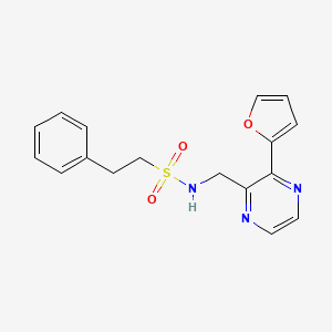 molecular formula C17H17N3O3S B2616920 N-((3-(furan-2-yl)pyrazin-2-yl)methyl)-2-phenylethanesulfonamide CAS No. 2177365-43-2
