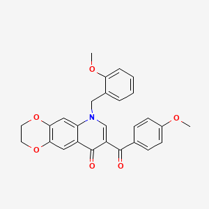 8-(4-Methoxybenzoyl)-6-[(2-methoxyphenyl)methyl]-2,3-dihydro-[1,4]dioxino[2,3-g]quinolin-9-one